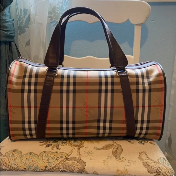 Burberry Burberrys Classic Nova Check Boston Bag Purse Satchel EUC - Picture 7 of 8